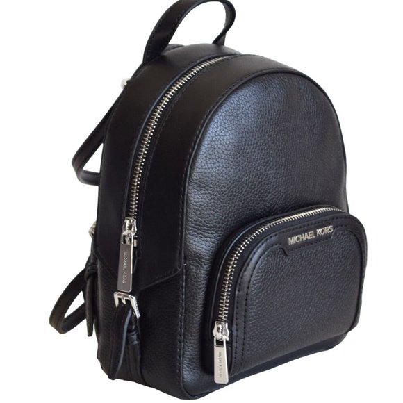 New Michael Kors Jaycee Extra-Small Pebbled Leather Convertible Backpack Black - Picture 2 of 6